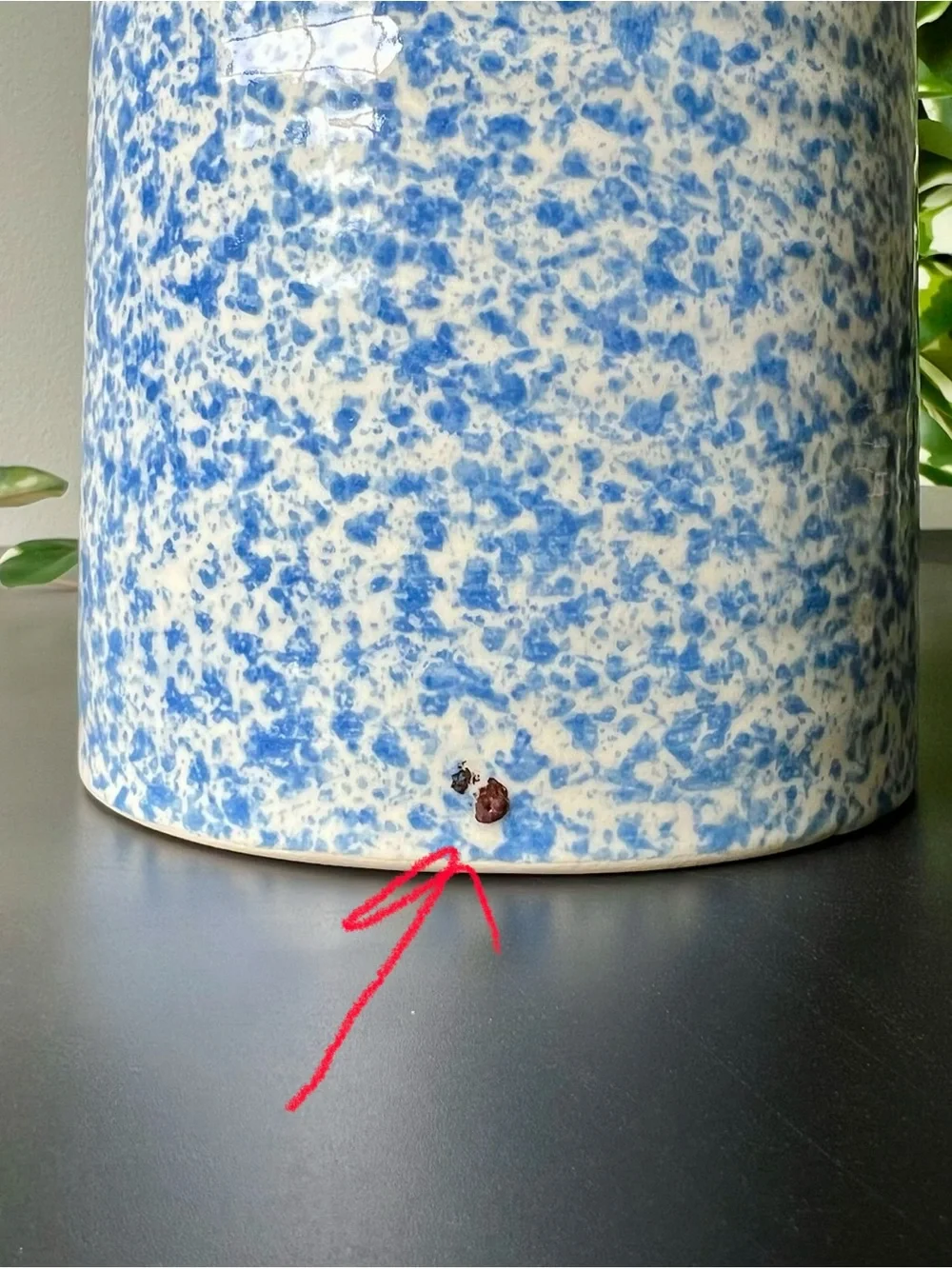 Vintage Treasure Craft USA Blue Spongeware Coffee Canister Ceramic Jar Farmhouse
